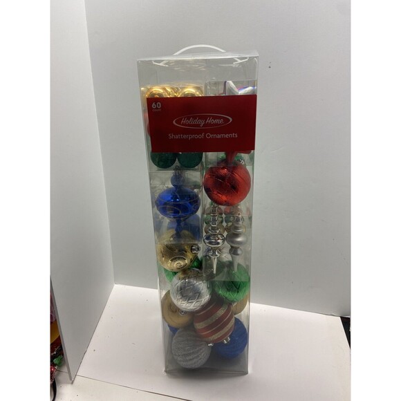 Holiday Home 60 Count Shatterproof Ornaments In Acetate Gift Box Multi Color - Picture 6 of 6